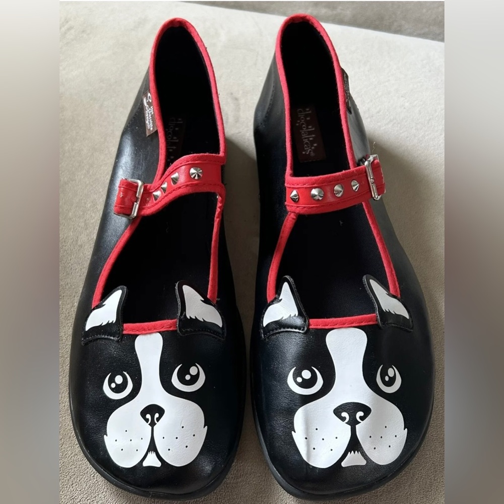 Hot Chocolate Design Boston Terrier Mary Jane Flats Sz 9.5 (Sz 40 Europe) NWOT